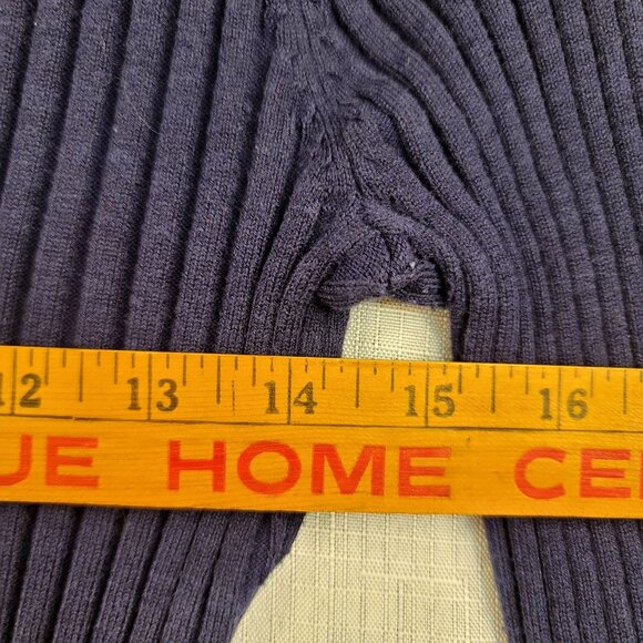 Belldini Ribbed Navy Sweater Gold Chain Rhinestone Detail XL Cotton Viscose - Picture 10 of 10